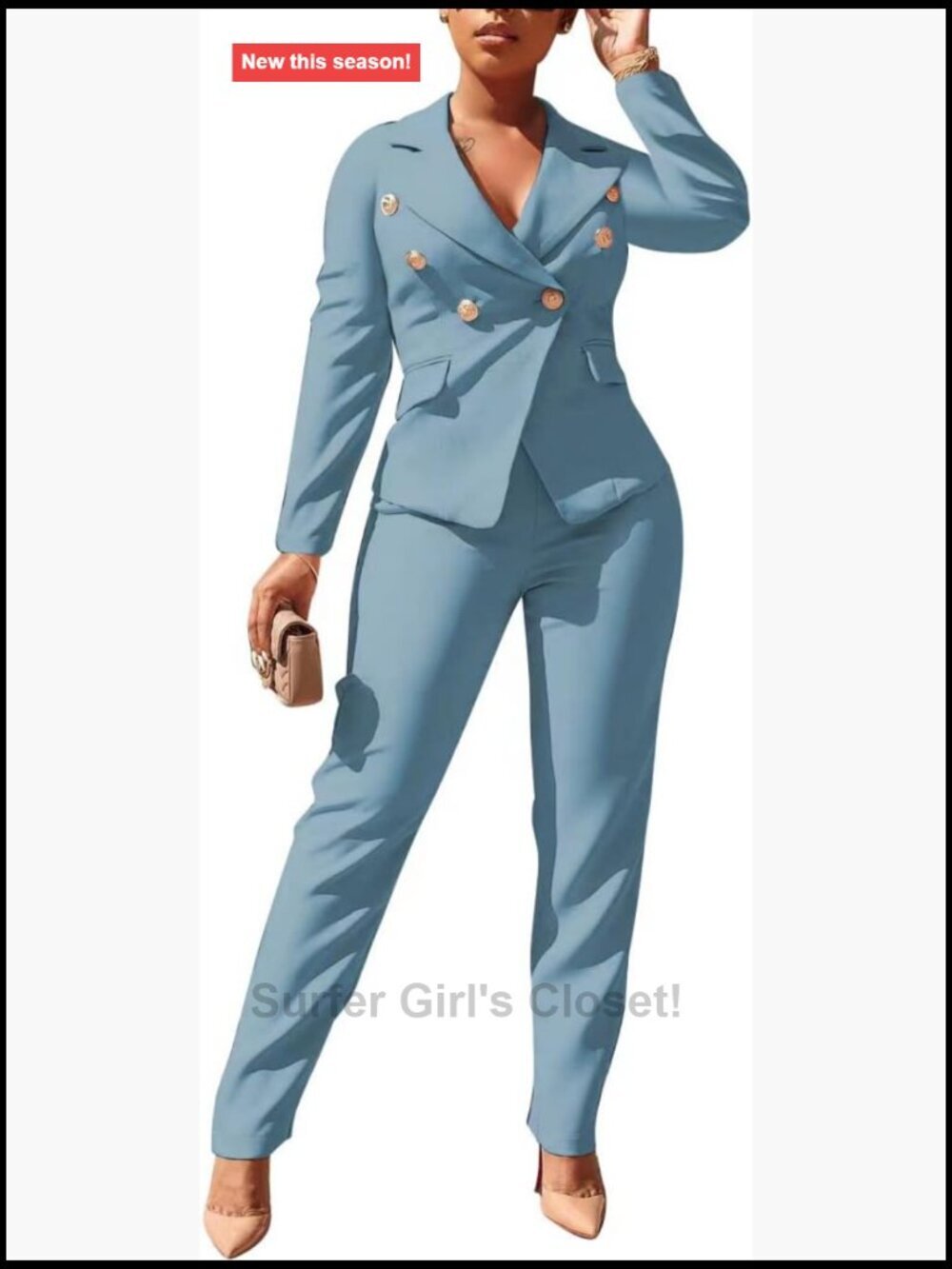 Two Piece Business Pant Suit Blazer Set Long Sleeve Work Office Suits